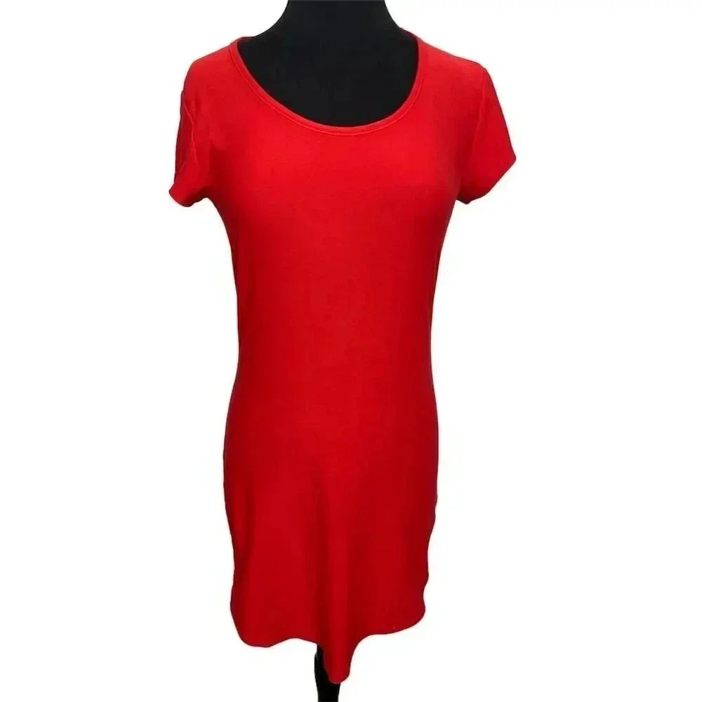 Derek Heart Women's Red Knee Length Scoop Neck Dress Size L 1982